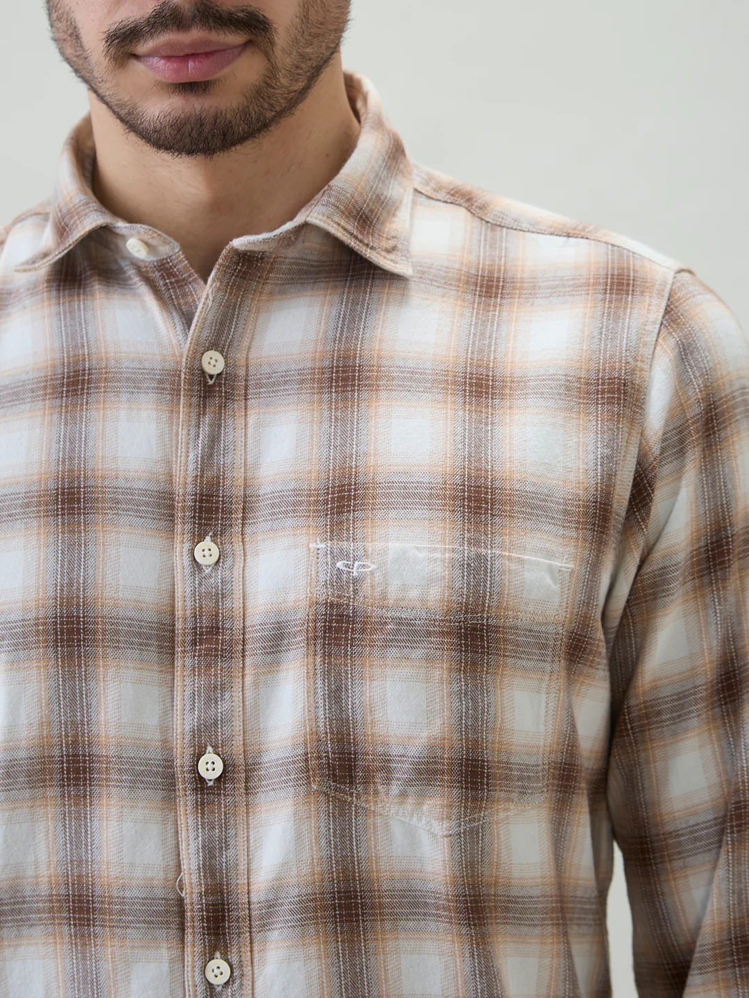 Colorplus Men Brown Checks Regular Fit Cotton Casual Shirt - Image 6