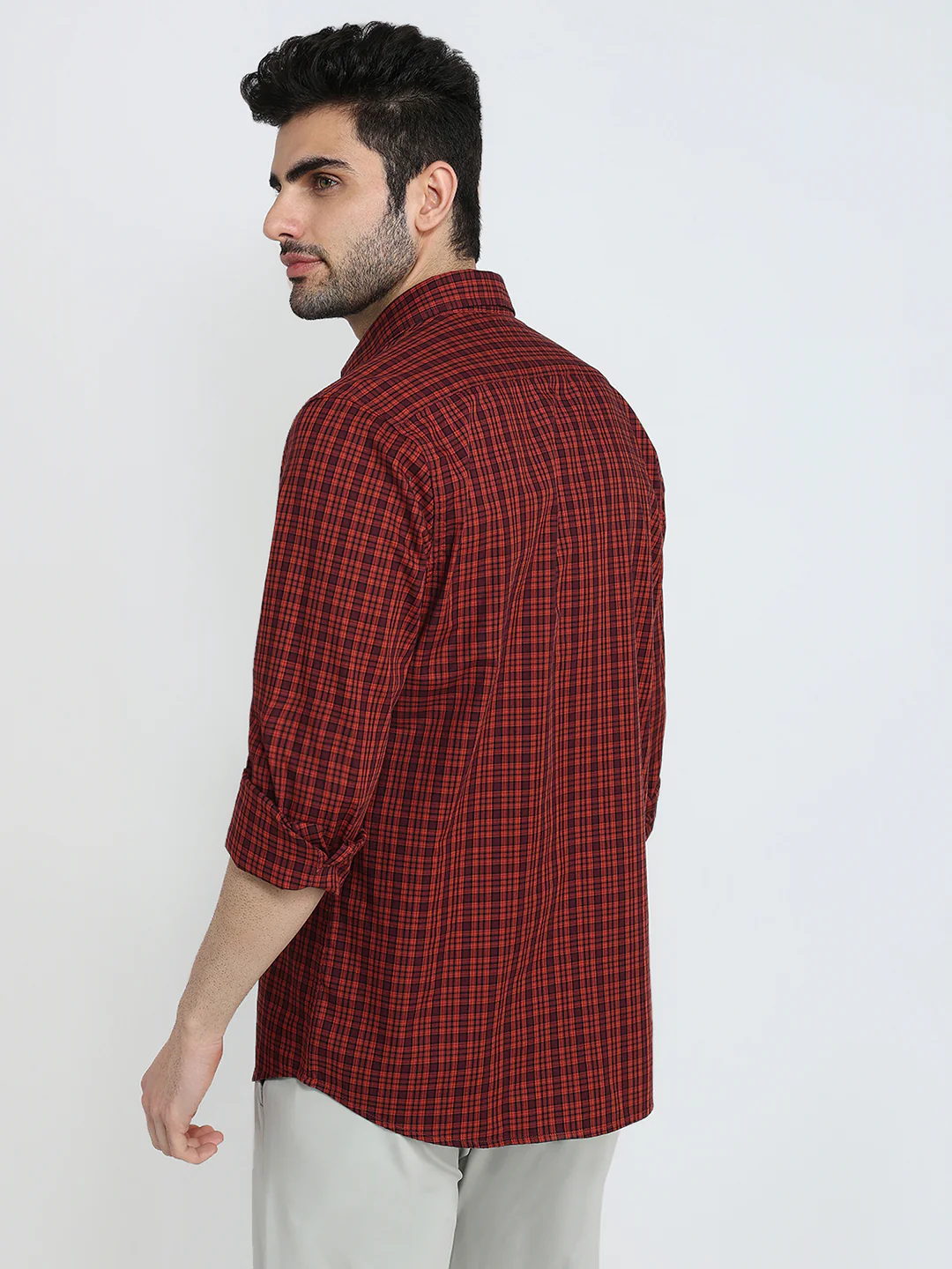 Colorplus Men Brown Checks Regular Fit Cotton Full Sleeve Casual Shirt - Image 4