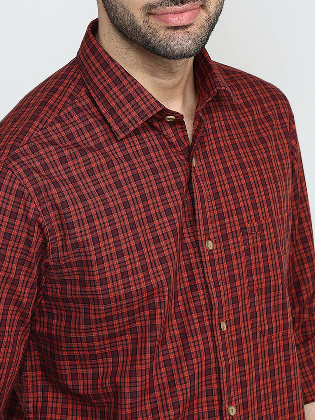 Colorplus Men Brown Checks Regular Fit Cotton Full Sleeve Casual Shirt - Image 6