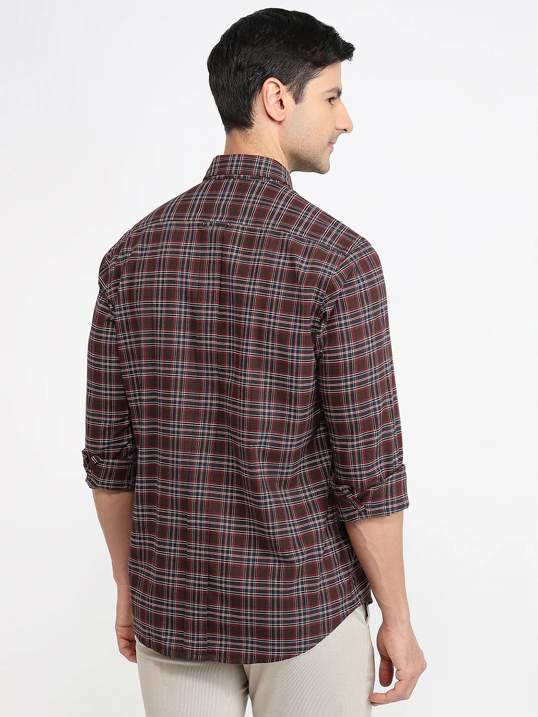 Colorplus Men Brown Checks Regular Fit Cotton Shirt - Image 4