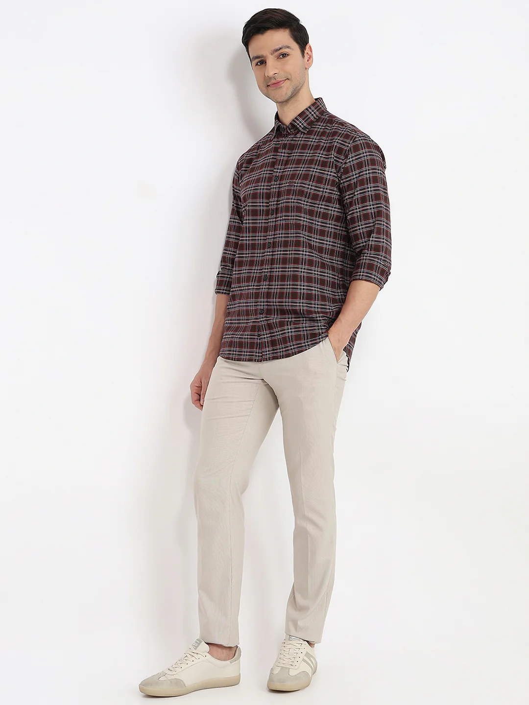 Colorplus Men Brown Checks Regular Fit Cotton Shirt - Image 5