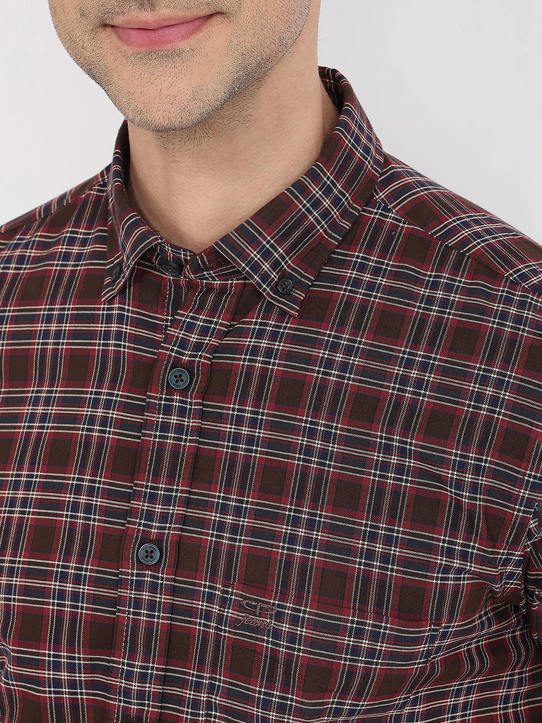 Colorplus Men Brown Checks Regular Fit Cotton Shirt - Image 6
