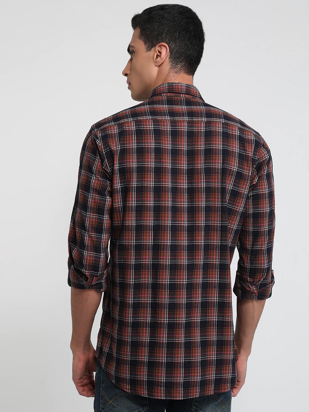 Colorplus Men Brown Checks Regular Fit Cotton Shirt - Image 4