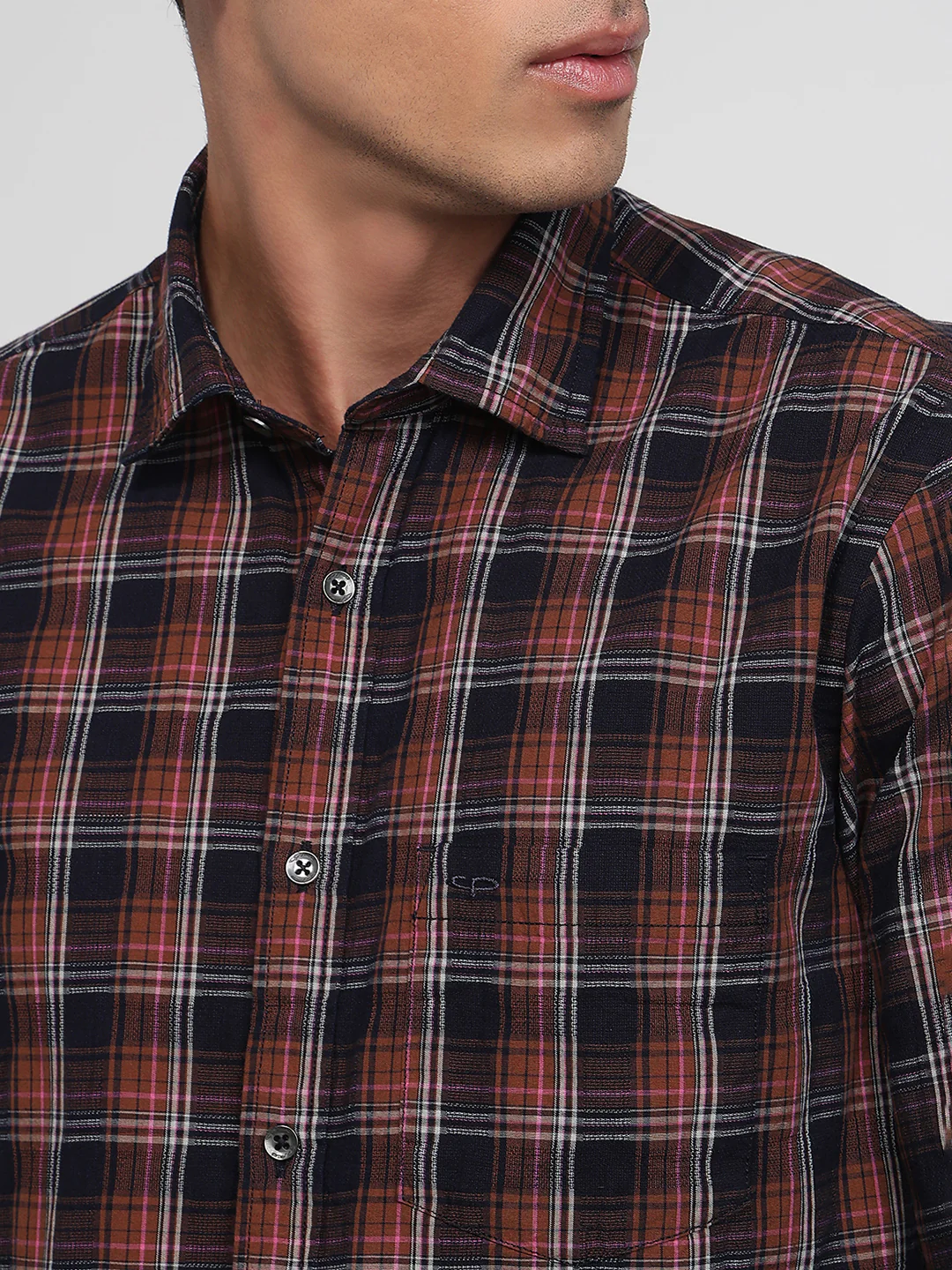 Colorplus Men Brown Checks Regular Fit Cotton Shirt - Image 6