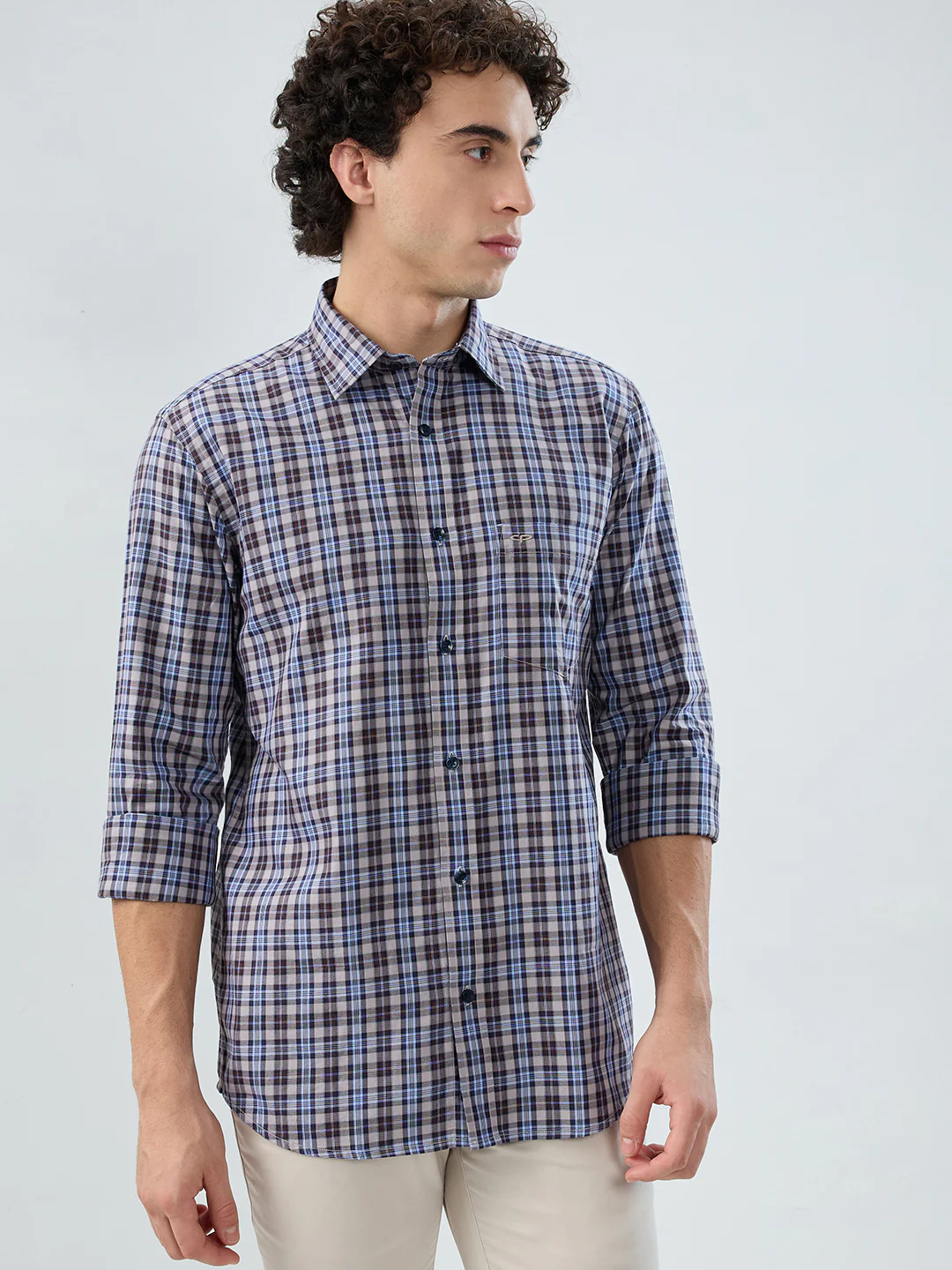 Colorplus Men Brown Checks Regular Fit Cotton Shirt - Image 2