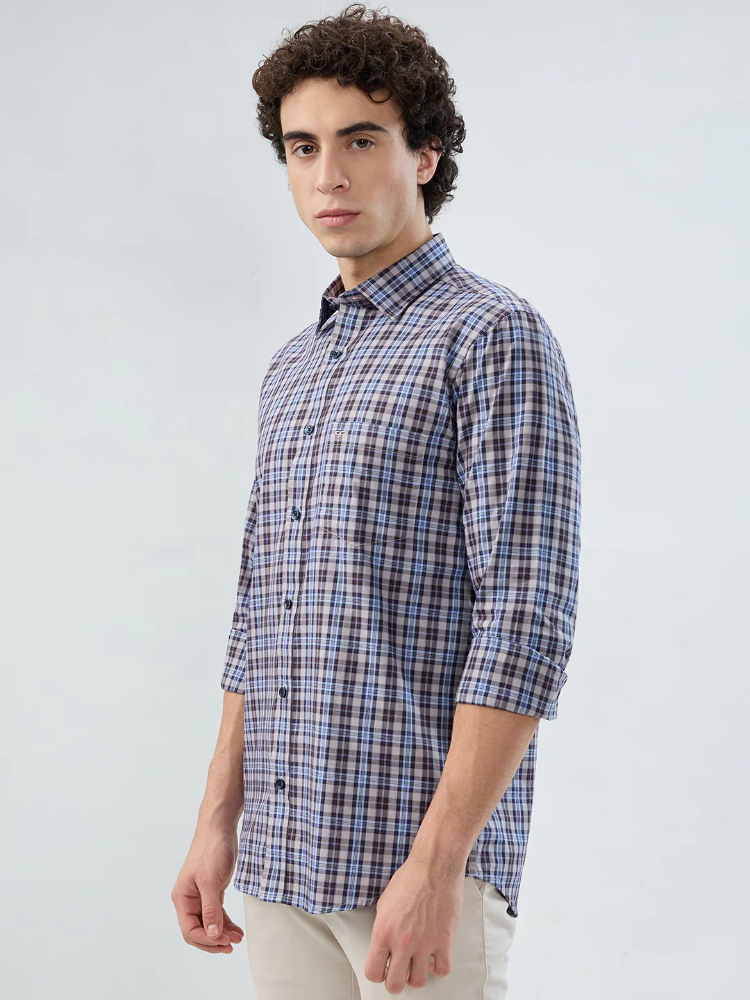 Colorplus Men Brown Checks Regular Fit Cotton Shirt - Image 3