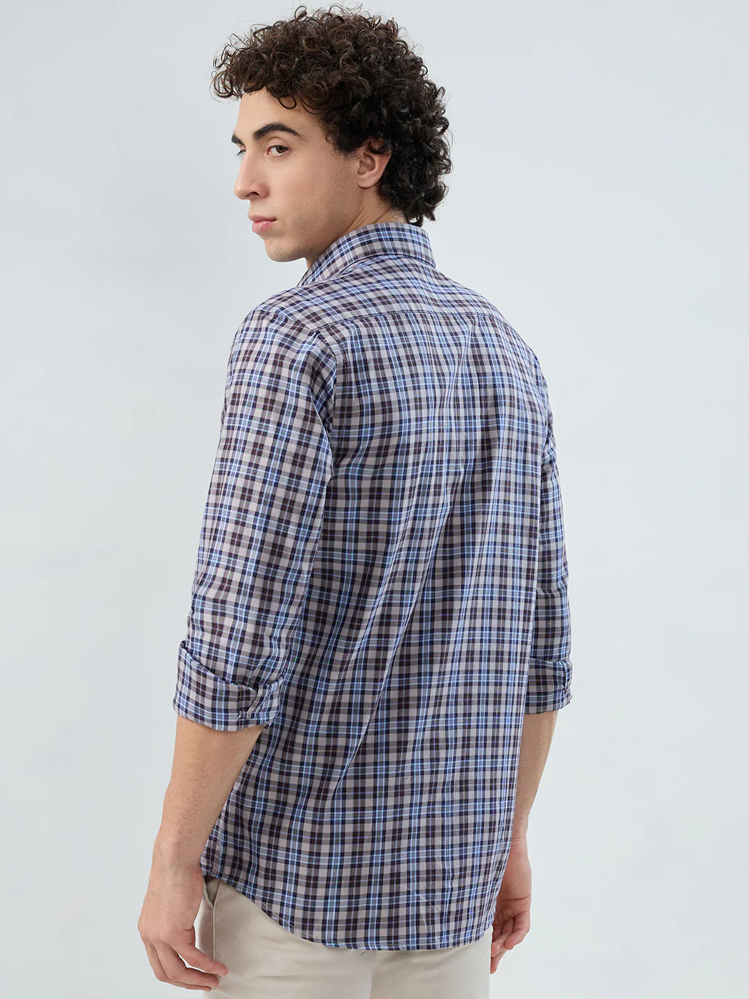 Colorplus Men Brown Checks Regular Fit Cotton Shirt - Image 4