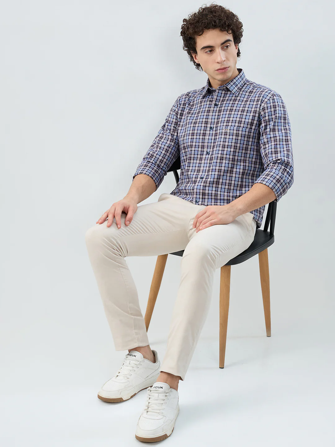 Colorplus Men Brown Checks Regular Fit Cotton Shirt - Image 5