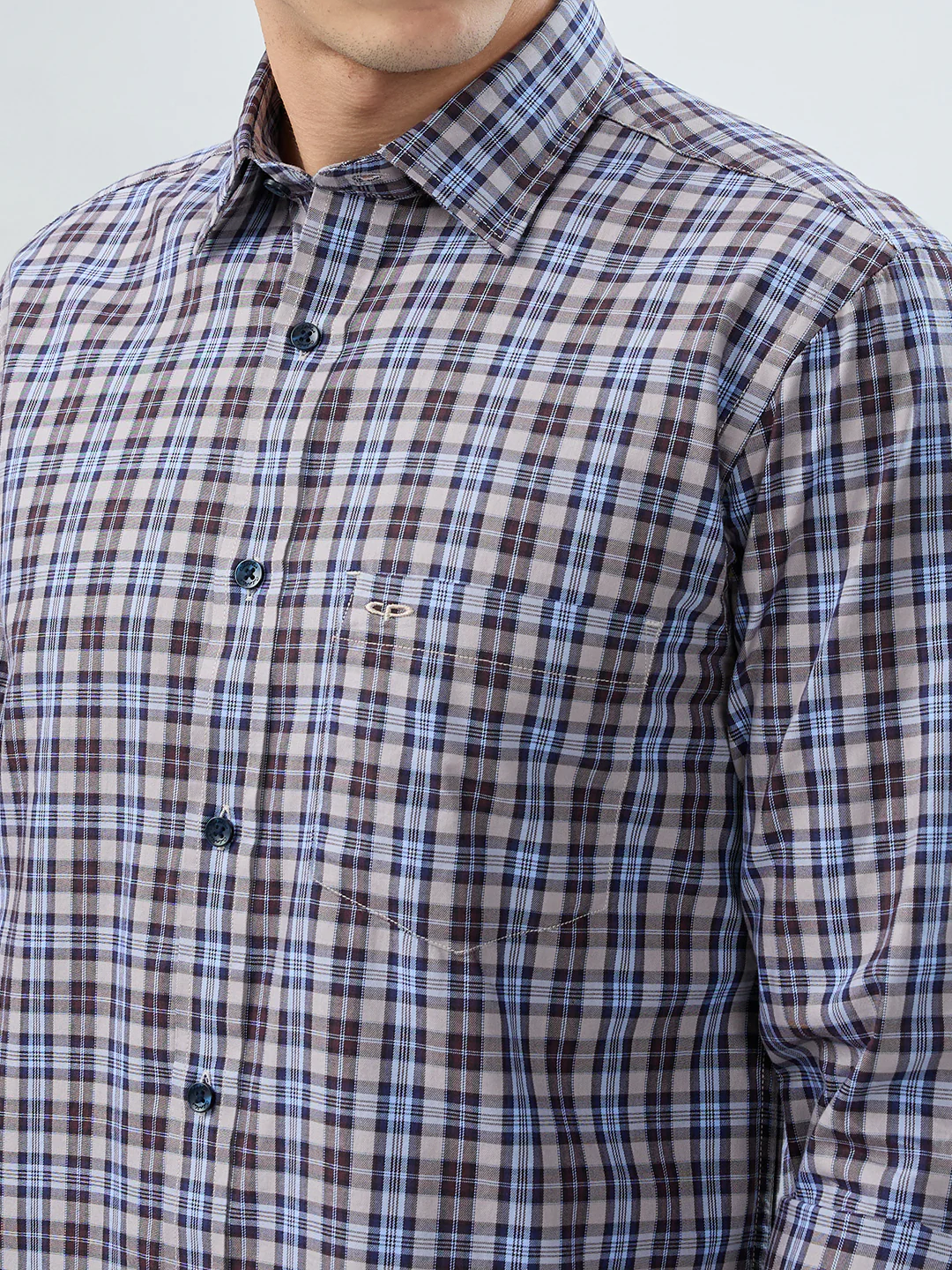 Colorplus Men Brown Checks Regular Fit Cotton Shirt - Image 6