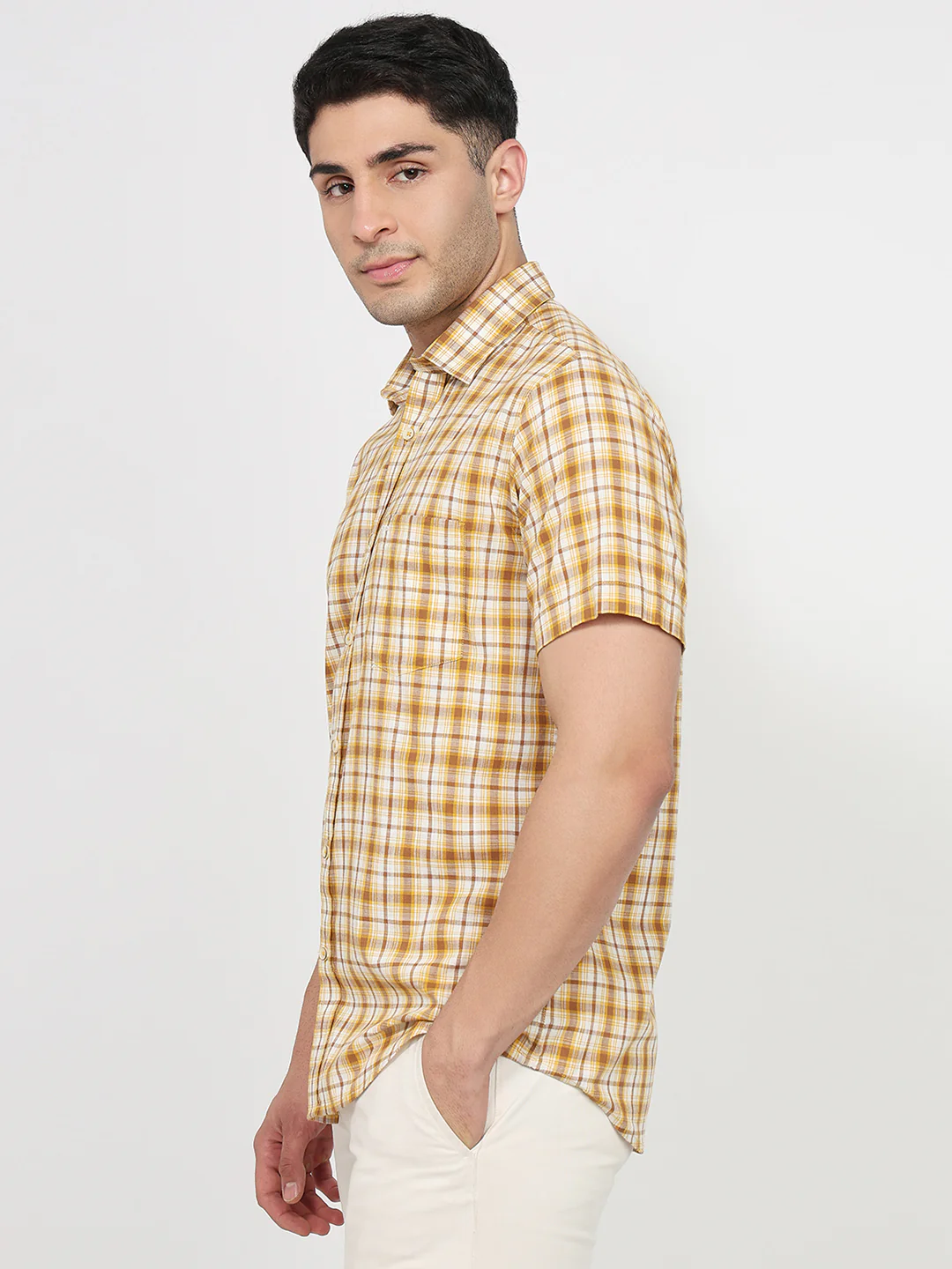 Colorplus Men Brown Checks Regular Fit Cotton Shirt - Image 2