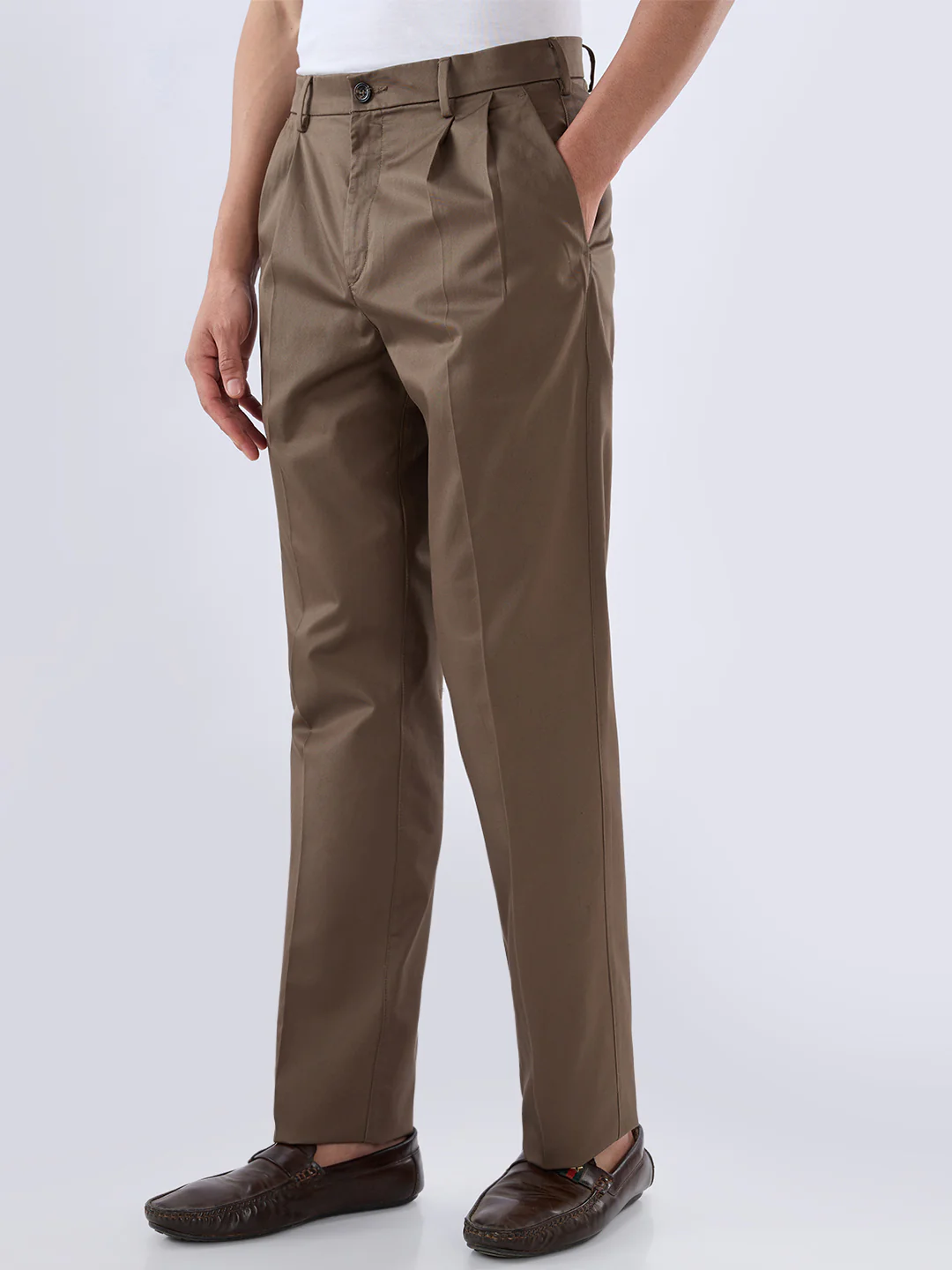 Colorplus Men Brown Comfort Fit Twill Trouser - Image 3