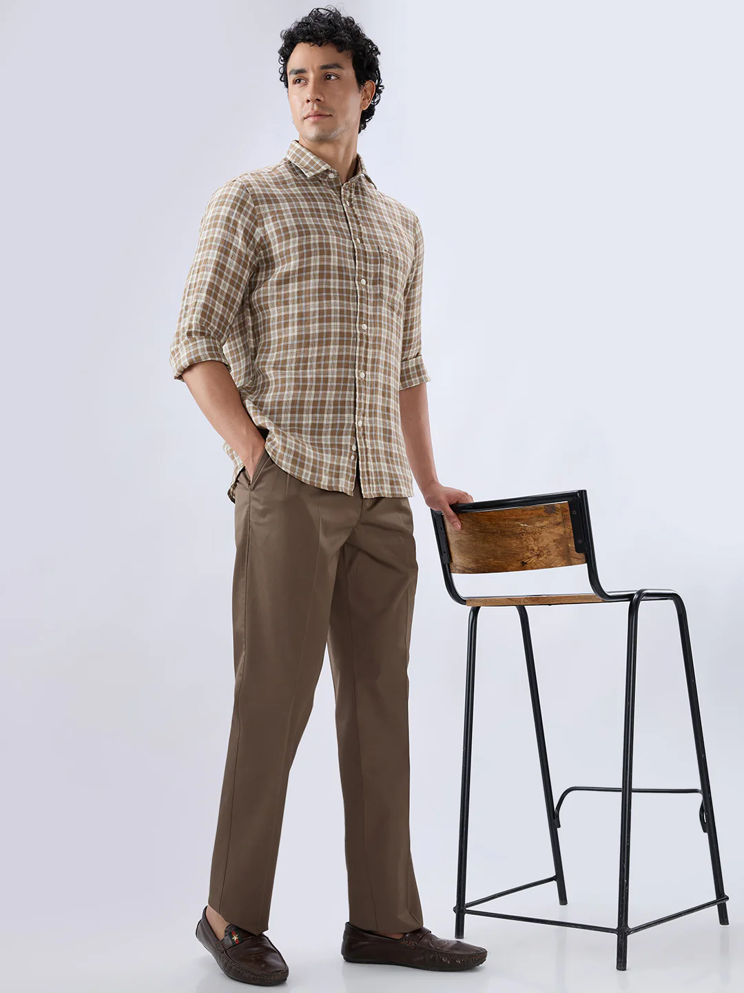 Colorplus Men Brown Comfort Fit Twill Trouser - Image 7
