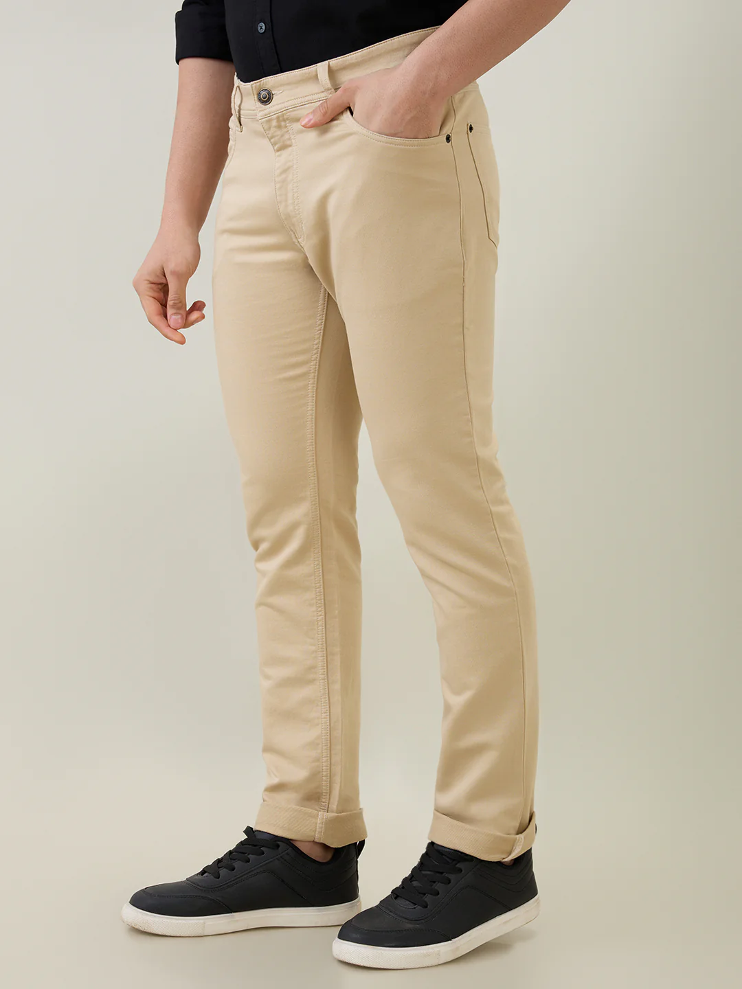 Colorplus Men Brown Dobby Regular Fit Cotton Blend Trouser - Image 2