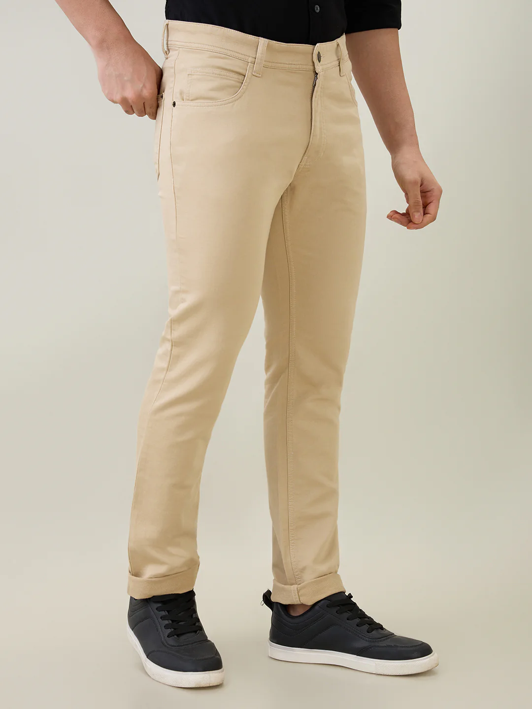 Colorplus Men Brown Dobby Regular Fit Cotton Blend Trouser - Image 3