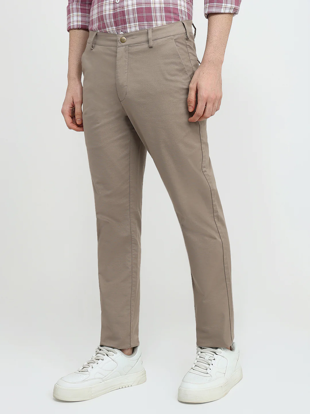 Colorplus Men Brown Dobby Slim Fit Cotton Blend Trouser - Image 2