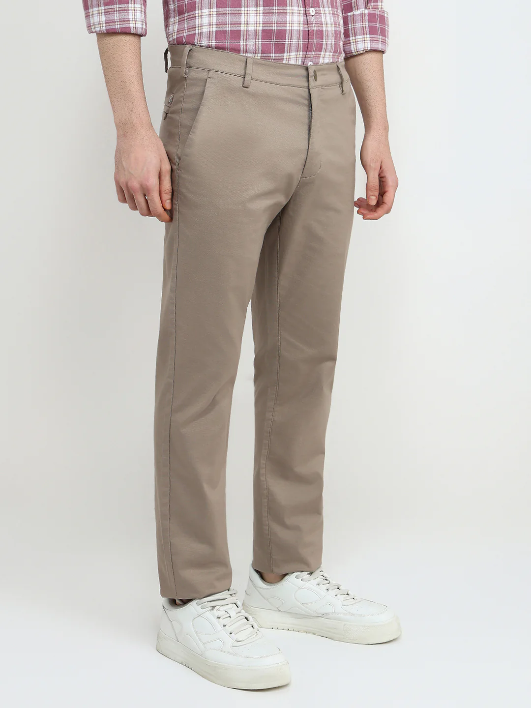 Colorplus Men Brown Dobby Slim Fit Cotton Blend Trouser - Image 3