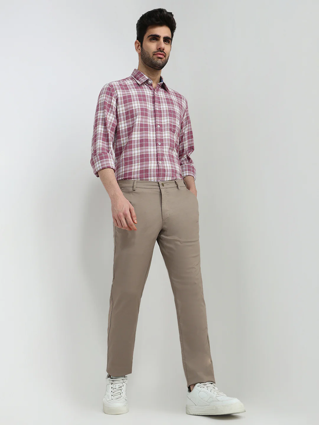 Colorplus Men Brown Dobby Slim Fit Cotton Blend Trouser - Image 5