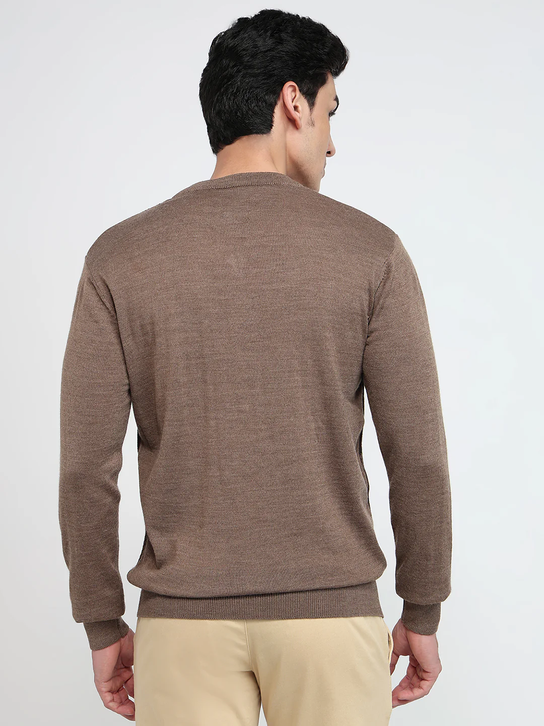 Colorplus Men Brown Jacquard Regular Fit Acrlic Blend Sweatshirt - Image 4
