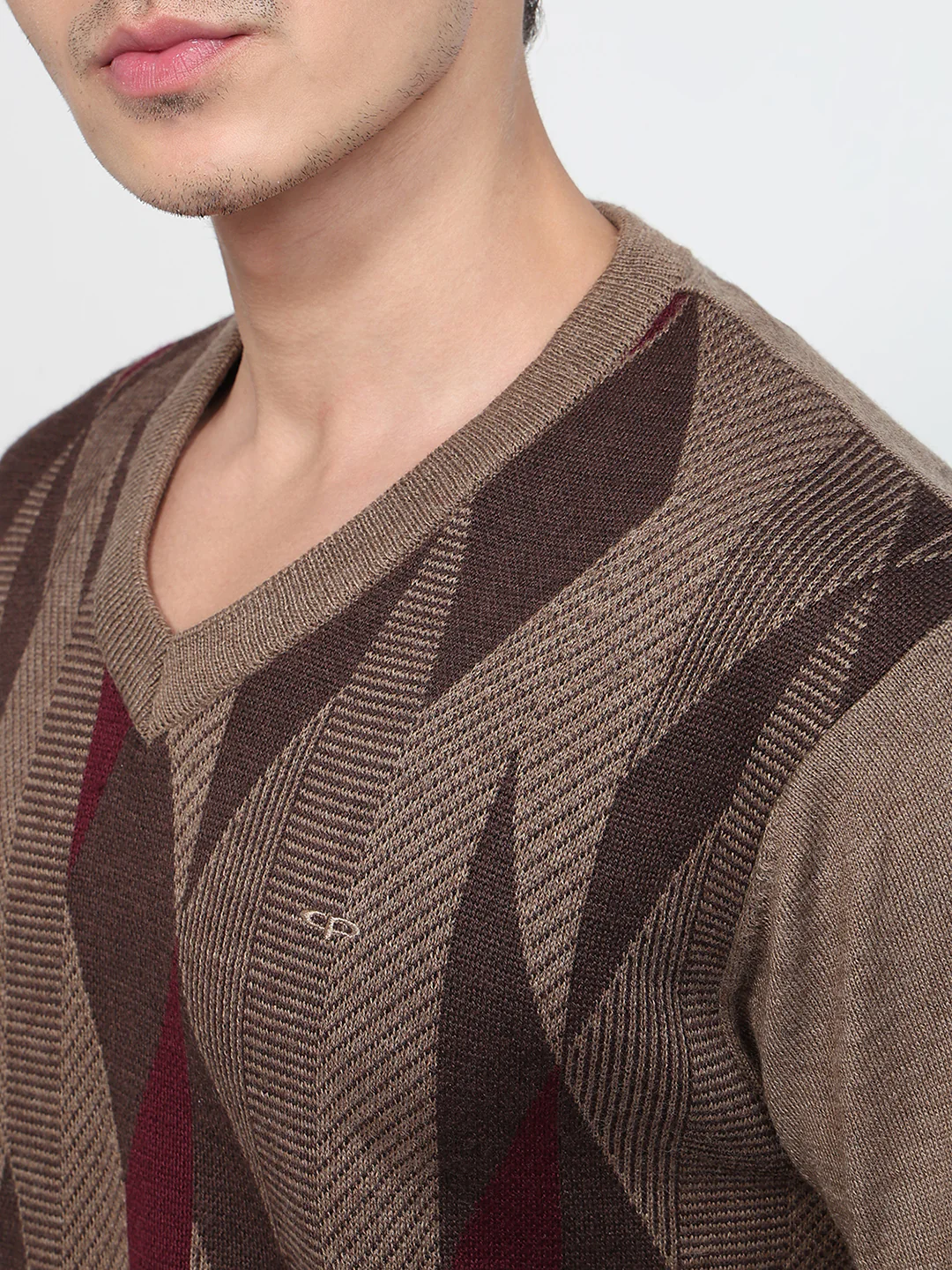 Colorplus Men Brown Jacquard Regular Fit Acrlic Blend Sweatshirt - Image 6