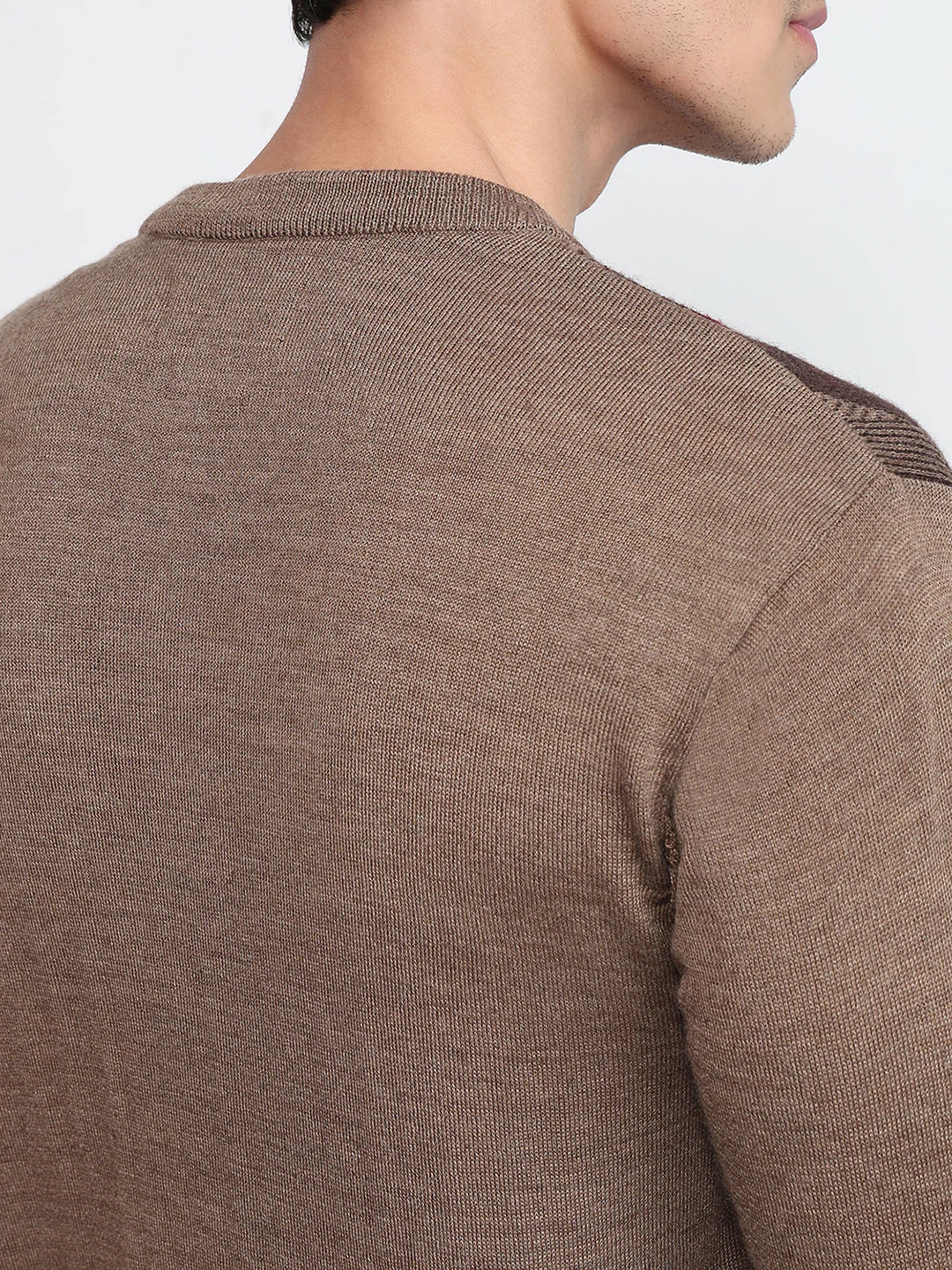 Colorplus Men Brown Jacquard Regular Fit Acrlic Blend Sweatshirt - Image 7