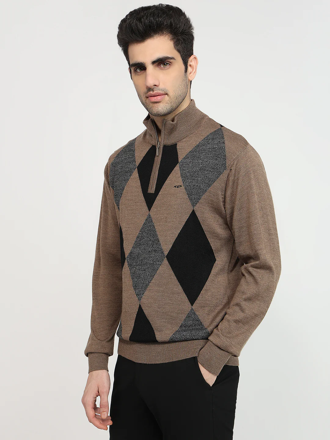 Colorplus Men Brown Jacquard Regular Fit Acrylic Blend Sweatshirt - Image 2
