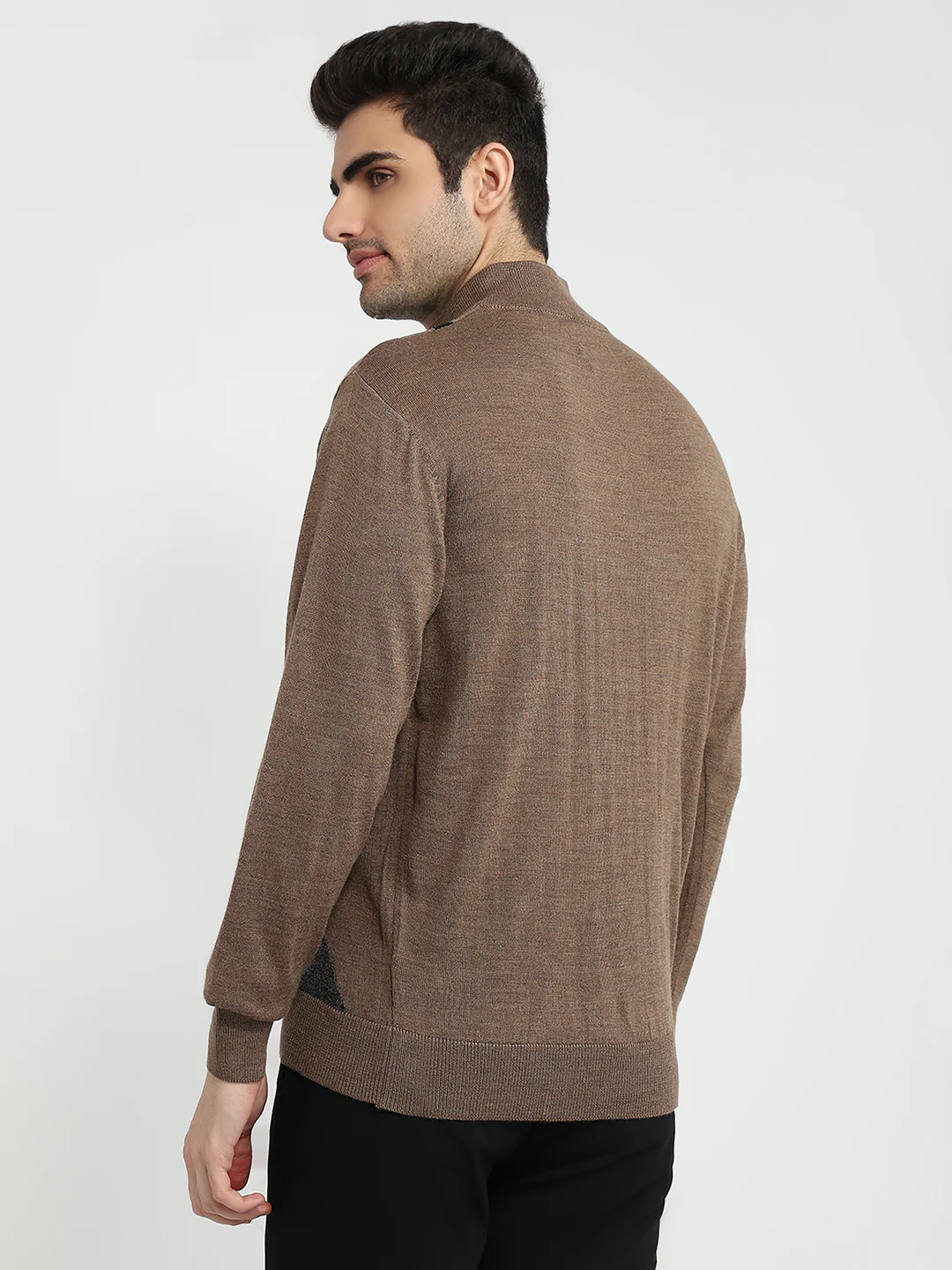 Colorplus Men Brown Jacquard Regular Fit Acrylic Blend Sweatshirt - Image 4
