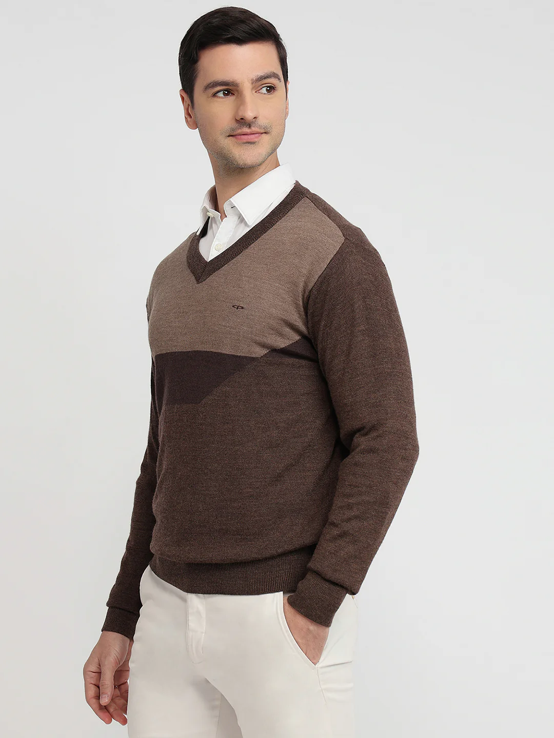 Colorplus Men Brown Jacquard Regular Fit Acrylic Blend Sweatshirt - Image 2