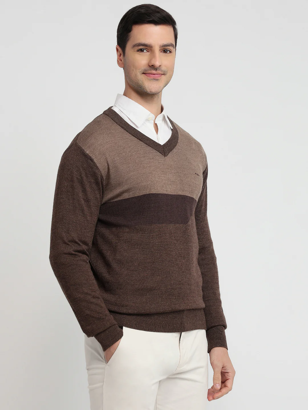 Colorplus Men Brown Jacquard Regular Fit Acrylic Blend Sweatshirt - Image 3