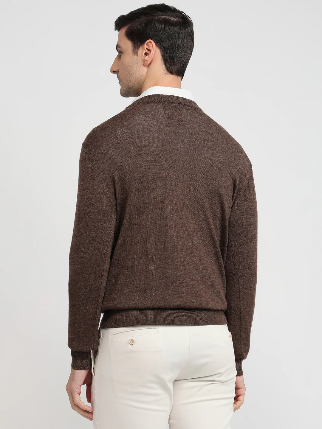 Colorplus Men Brown Jacquard Regular Fit Acrylic Blend Sweatshirt - Image 4