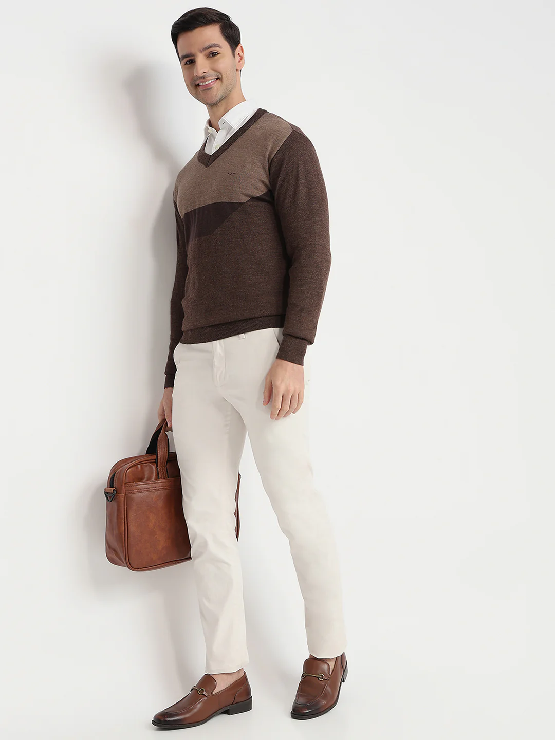 Colorplus Men Brown Jacquard Regular Fit Acrylic Blend Sweatshirt - Image 5