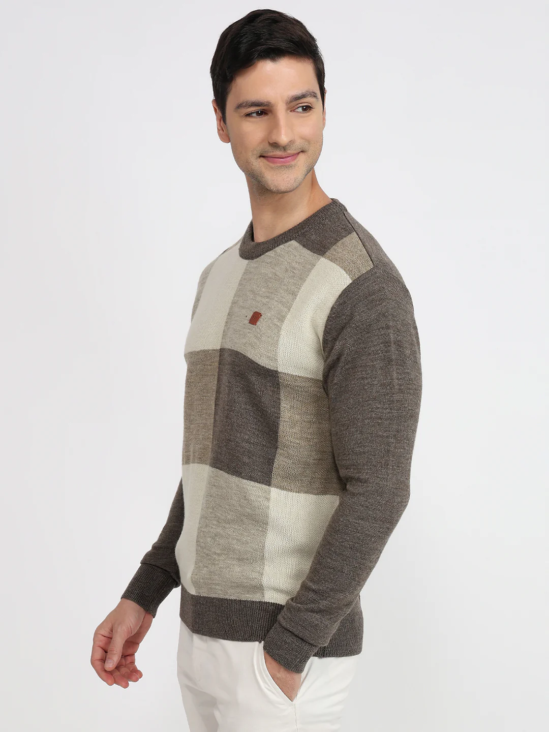 Colorplus Men Brown Jacquard Regular Fit Acrylic Sweatshirt - Image 2