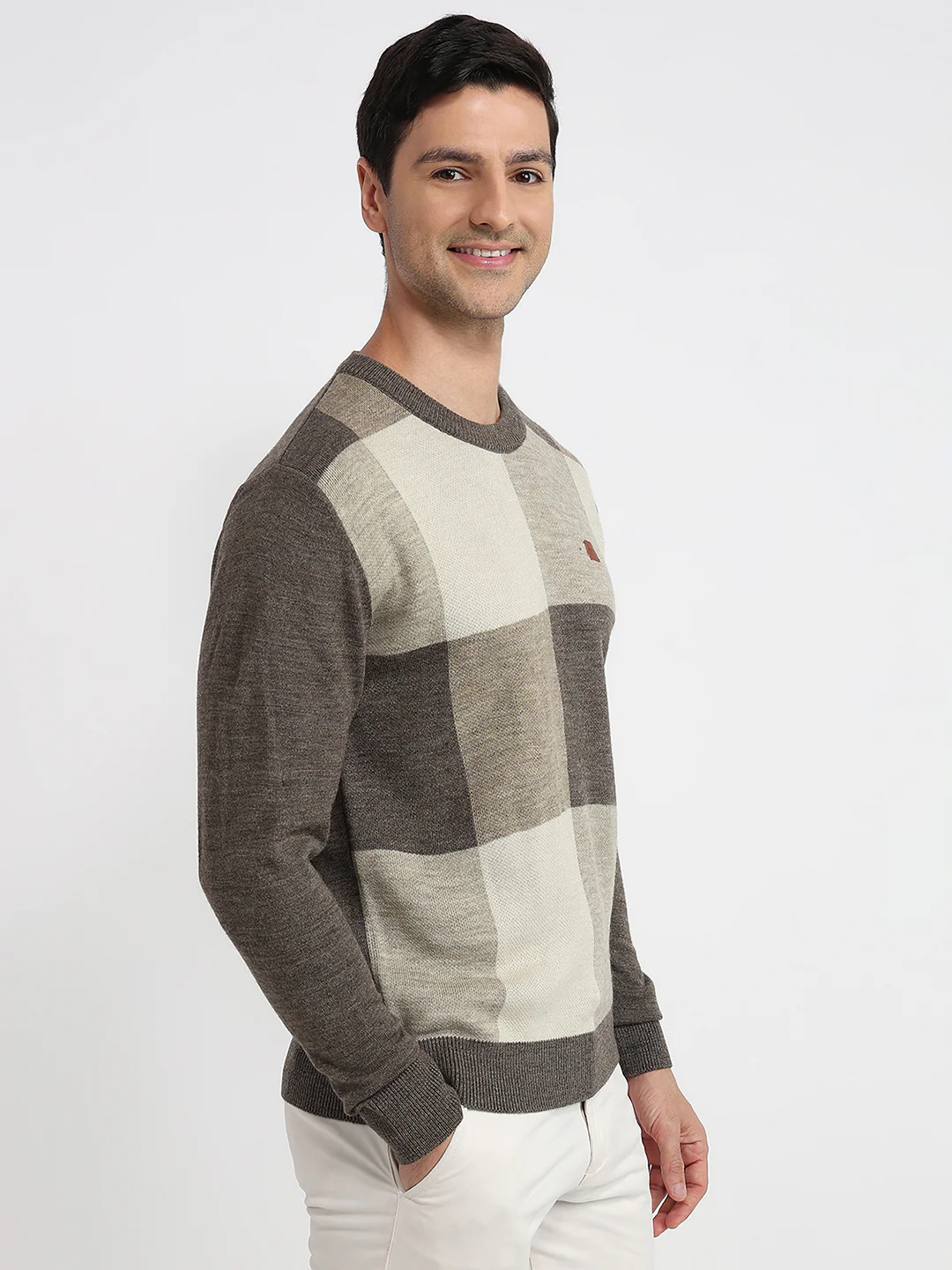 Colorplus Men Brown Jacquard Regular Fit Acrylic Sweatshirt - Image 3