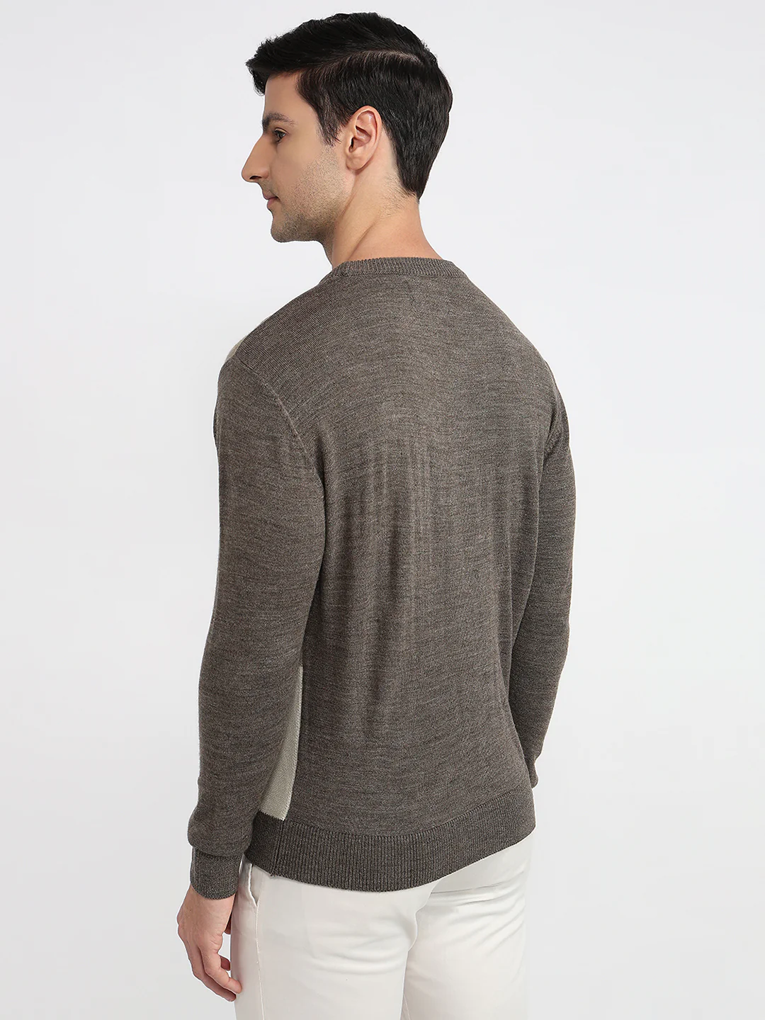 Colorplus Men Brown Jacquard Regular Fit Acrylic Sweatshirt - Image 4