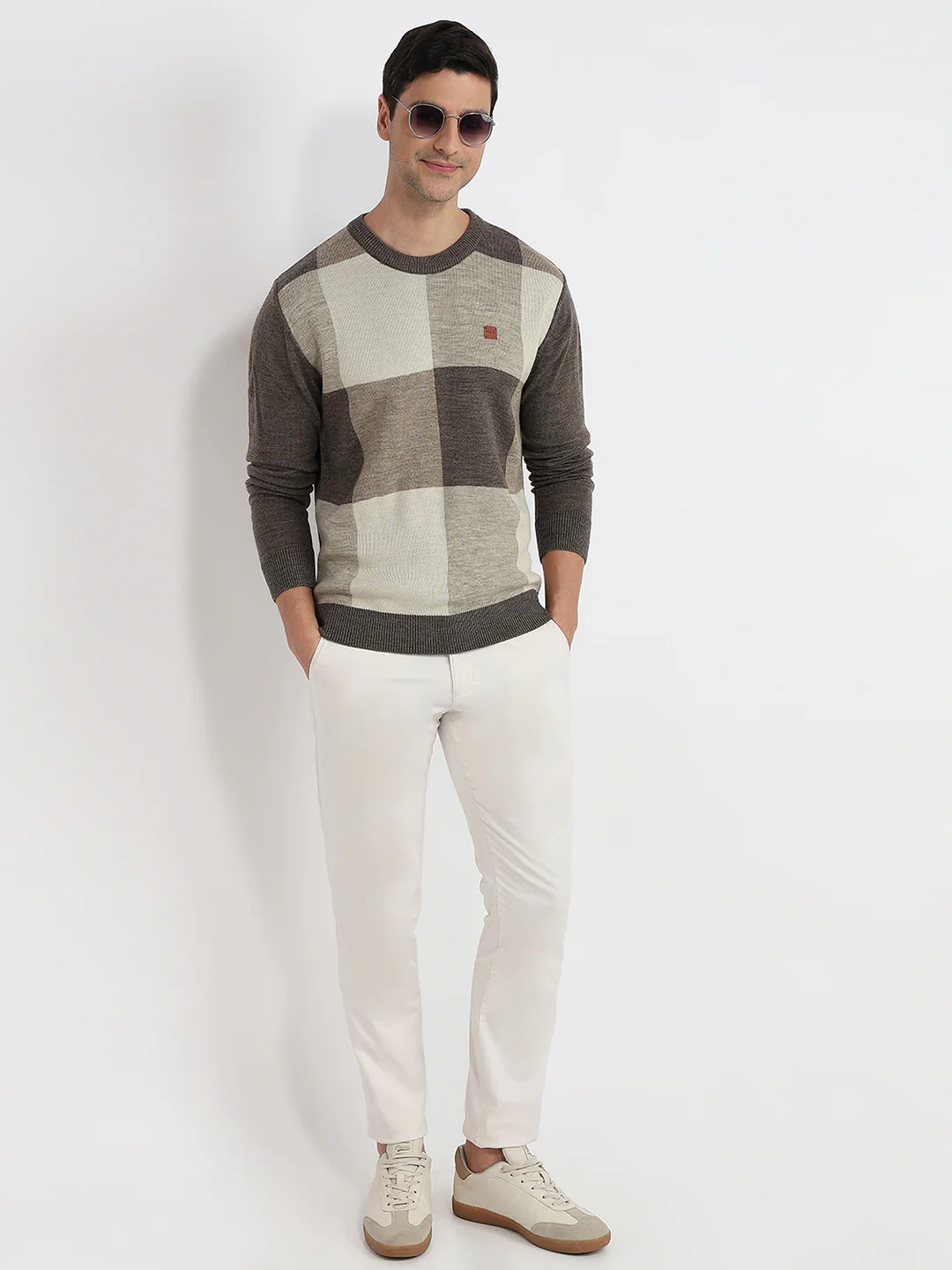 Colorplus Men Brown Jacquard Regular Fit Acrylic Sweatshirt - Image 5