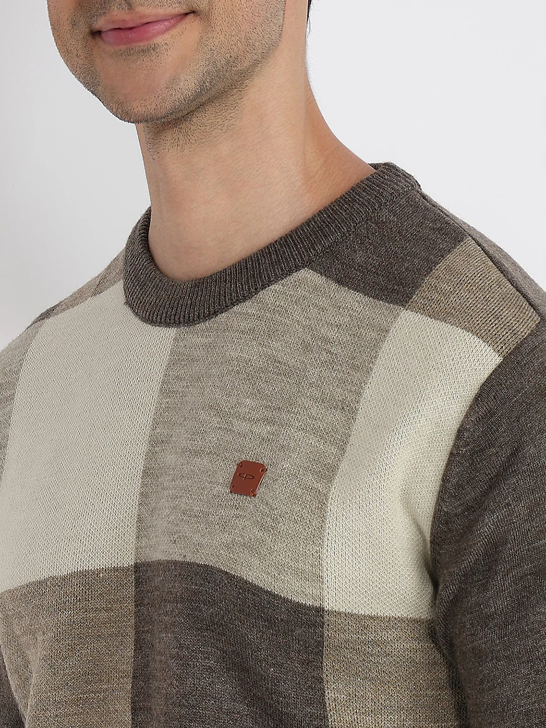 Colorplus Men Brown Jacquard Regular Fit Acrylic Sweatshirt - Image 6