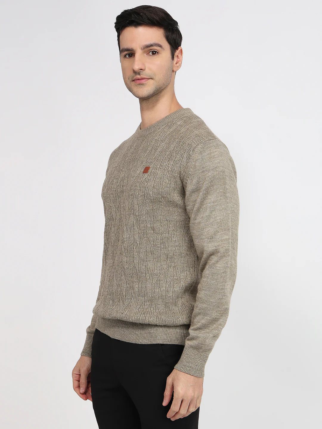Colorplus Men Brown Jacquard Regular Fit Acrylic Sweatshirt - Image 2