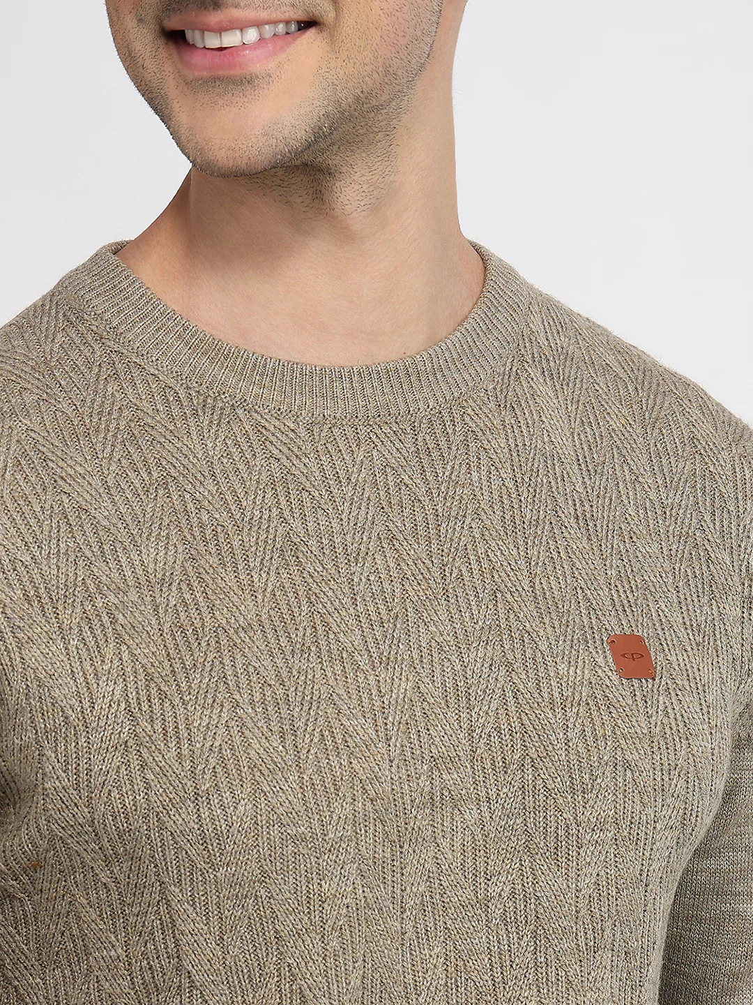 Colorplus Men Brown Jacquard Regular Fit Acrylic Sweatshirt - Image 6