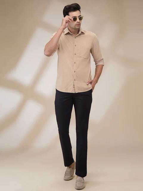 Colorplus Men Brown Plain Regular Fit Cotton Corduroy Casual Shirt - Image 2