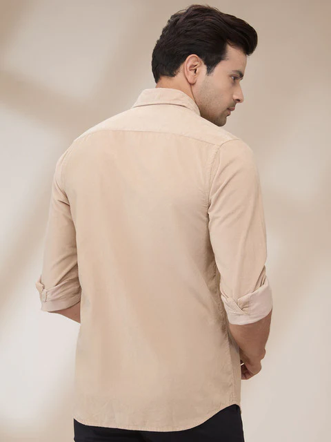 Colorplus Men Brown Plain Regular Fit Cotton Corduroy Casual Shirt - Image 5