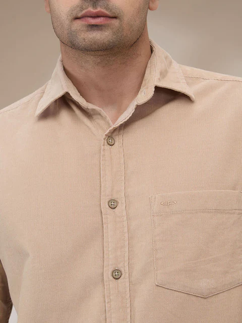Colorplus Men Brown Plain Regular Fit Cotton Corduroy Casual Shirt - Image 6