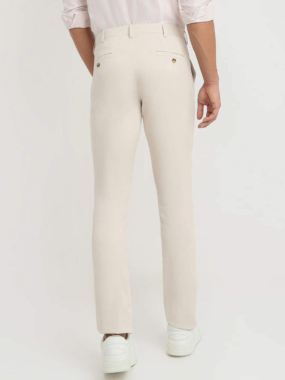 Colorplus Men Brown Plain Slim Fit Cotton Blend Trouser - Image 4