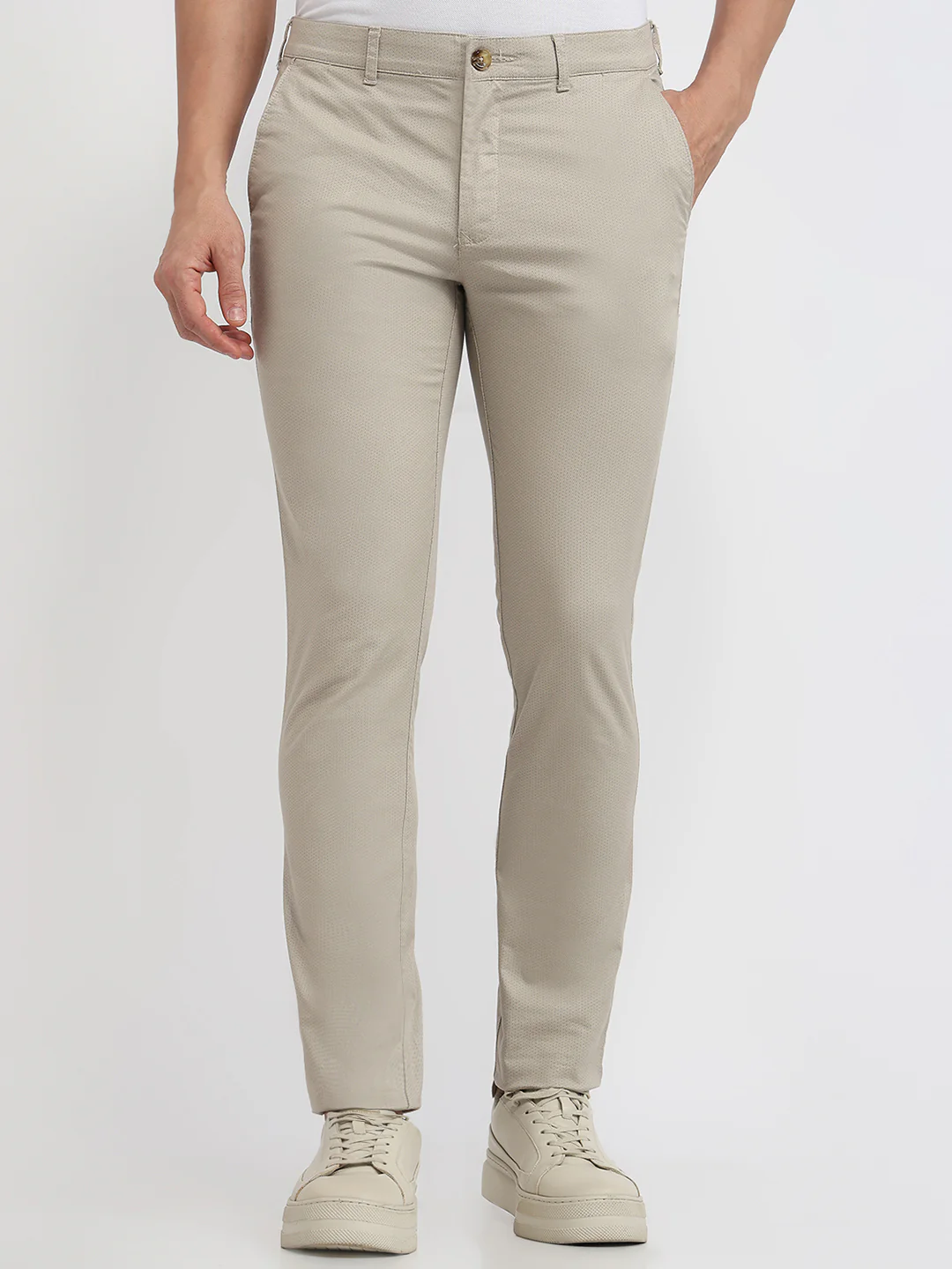 Colorplus Men Brown Print Nuvo Fit Cotton Blend Trouser