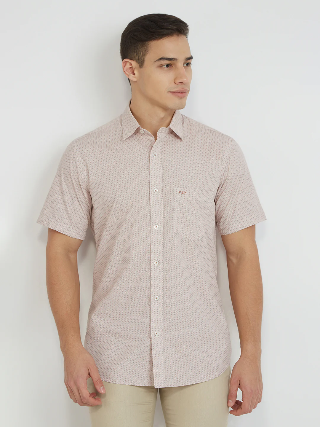 ColorPlus Men Brown Print Regular Fit Cotton Shirt