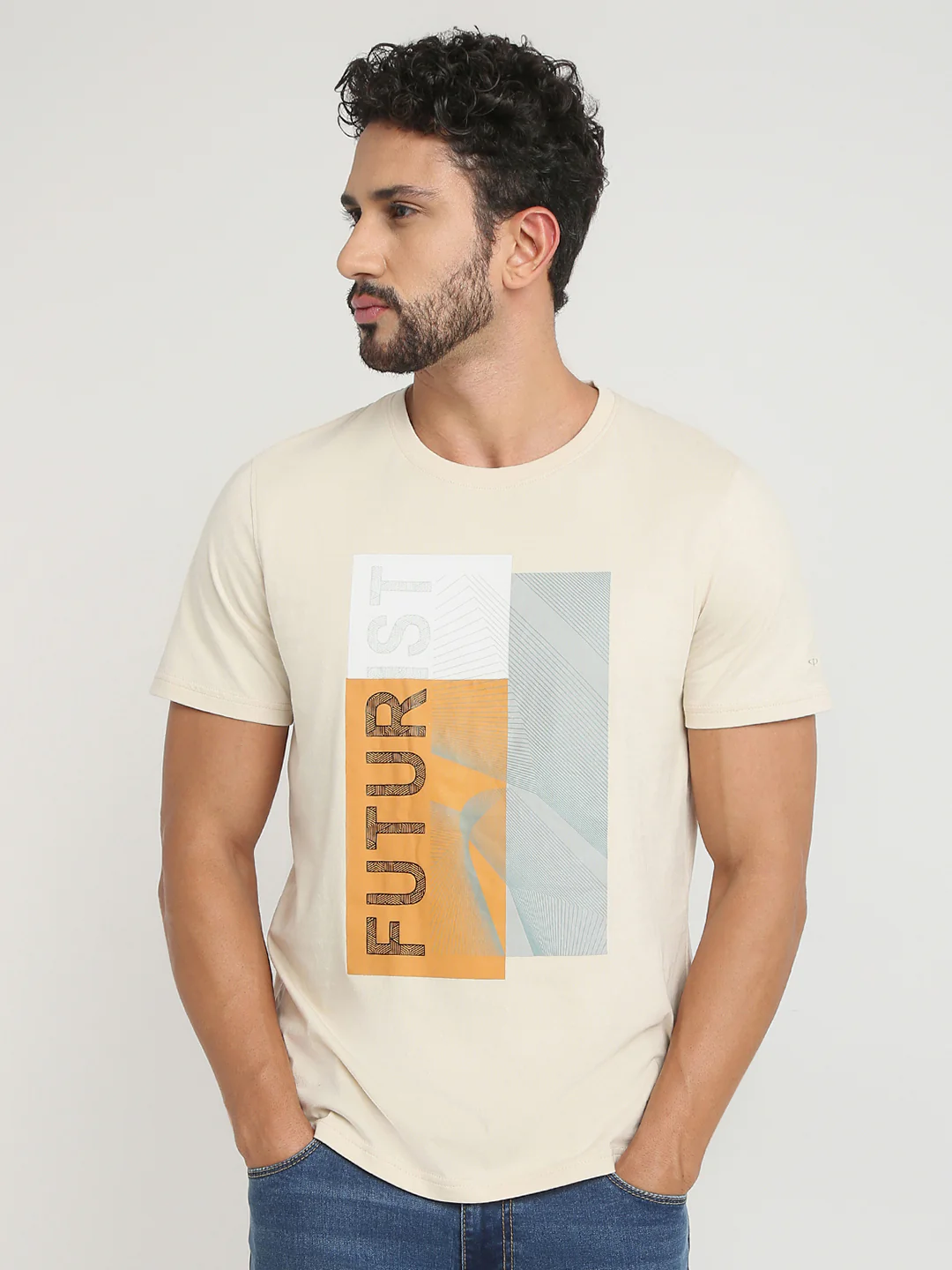 Colorplus Men Brown Print Regular Fit Cotton T-Shirt