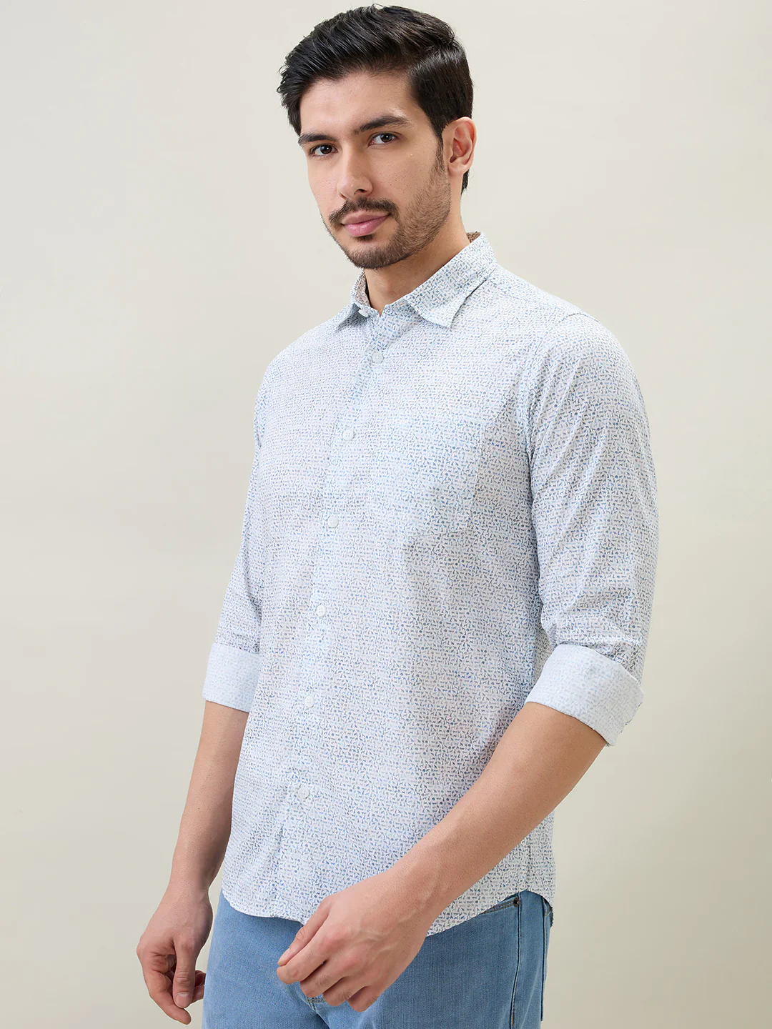 Colorplus Men Brown Print Slim Fit Cotton Shirt - Image 3