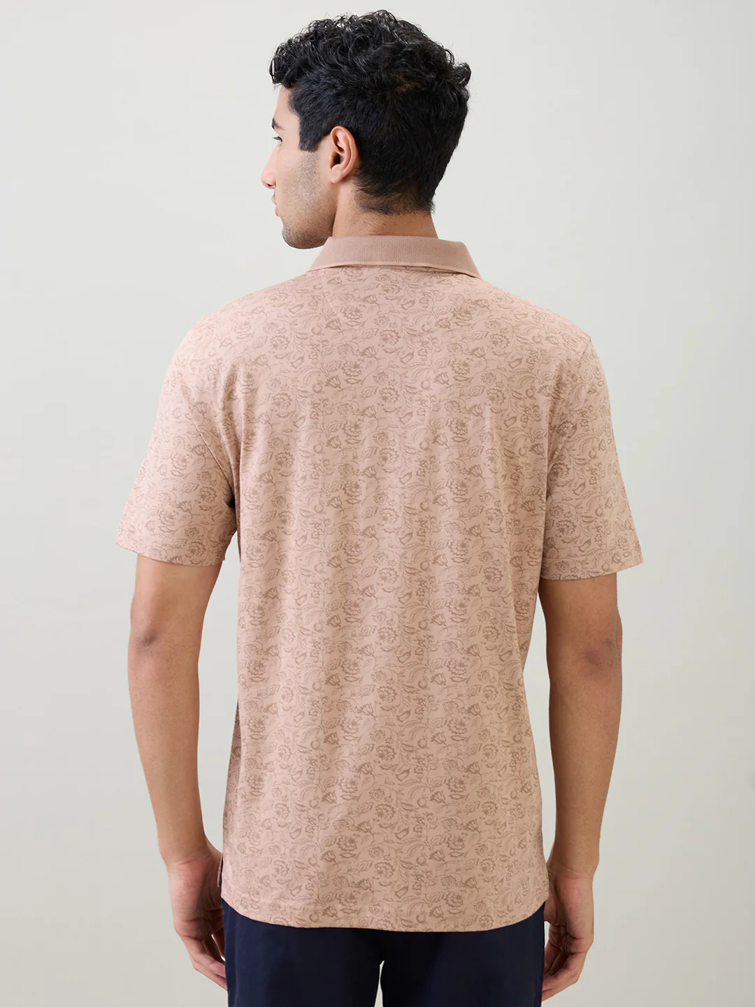 Colorplus Men Brown Comfort Fit Printed Polo Neck Collar T-Shirt - Image 4