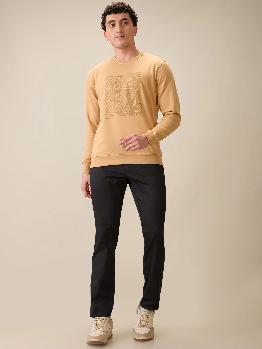 Colorplus Men Brown Printed Regular Fit Cotton Blend Full Sleeve Sweatshirt - Image 5