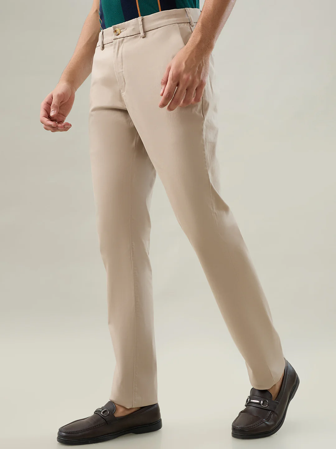 Colorplus Men Brown Satin Slim Fit Cotton Blend Trouser - Image 3