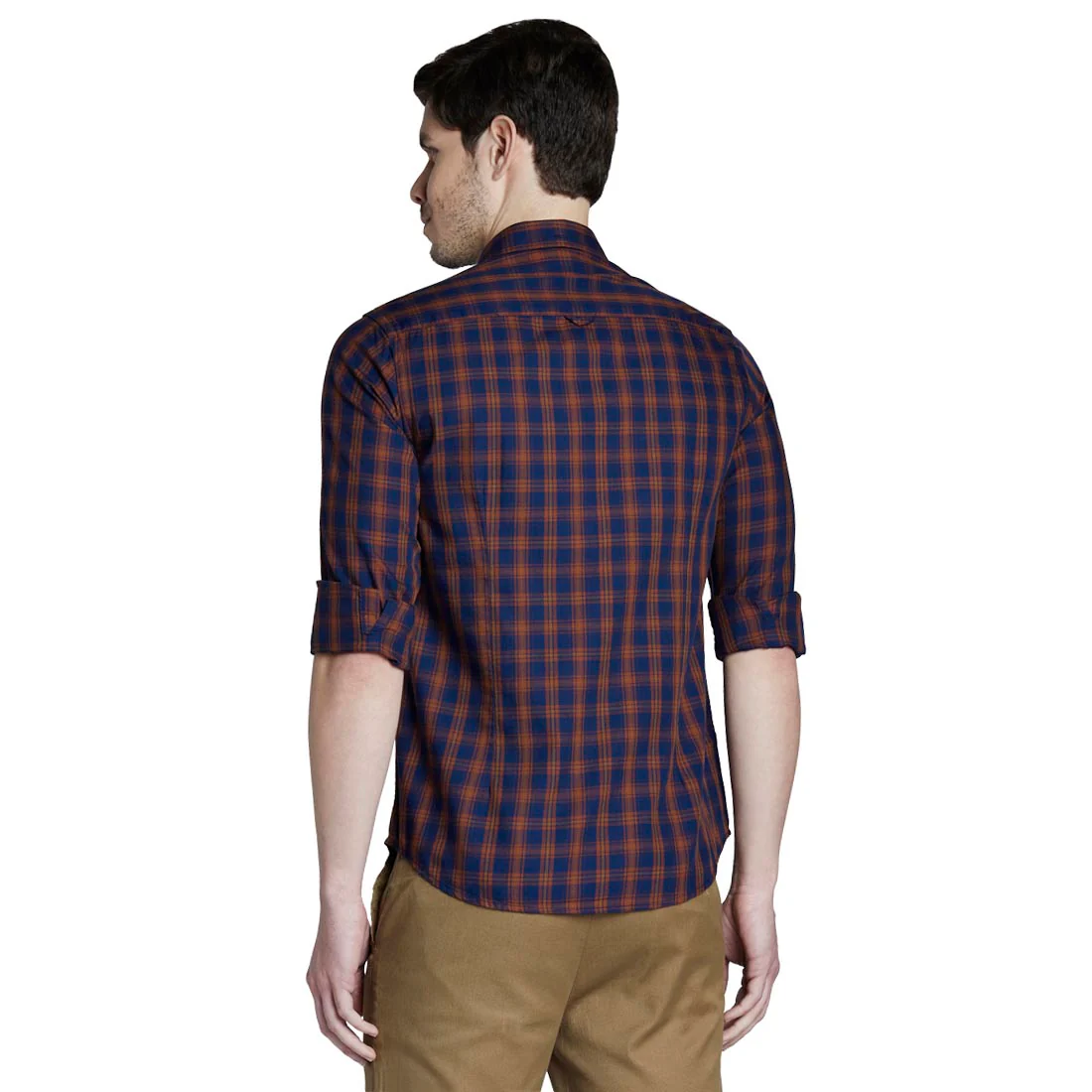 ColorPlus Men Brown Slim Fit Checks Cotton Full Sleeve Shirts - Image 4
