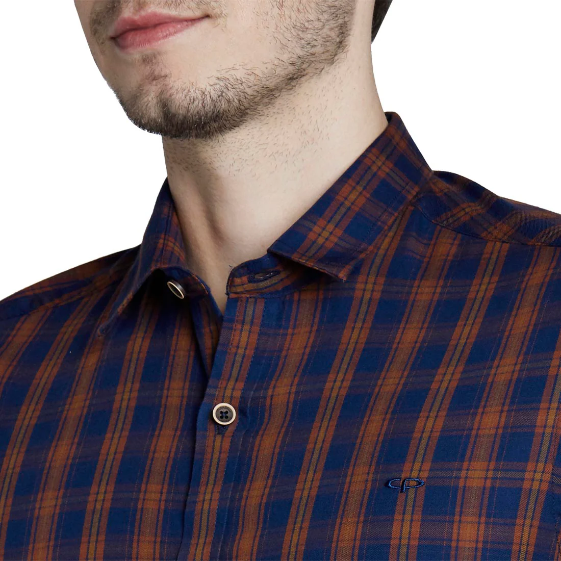 ColorPlus Men Brown Slim Fit Checks Cotton Full Sleeve Shirts - Image 6
